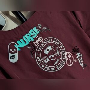Nurse Drip Glitter Design Scrub Top XL NWT